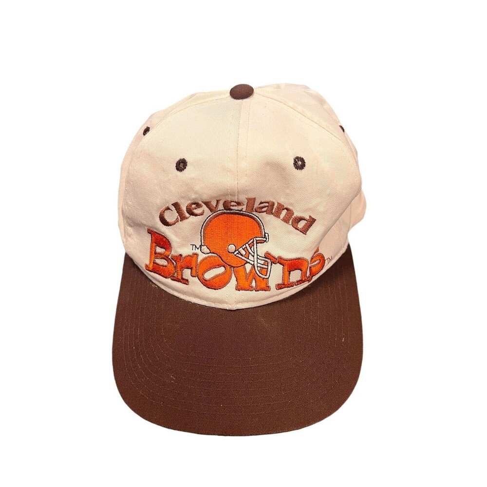 Vtg Cleveland Browns Snapback‎ Hat Cap White #1 Apparel NFL Embroidered 90s